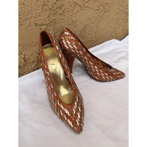 Vintage Orange And Golden Woven Shoes Women's Size 5.5 QC